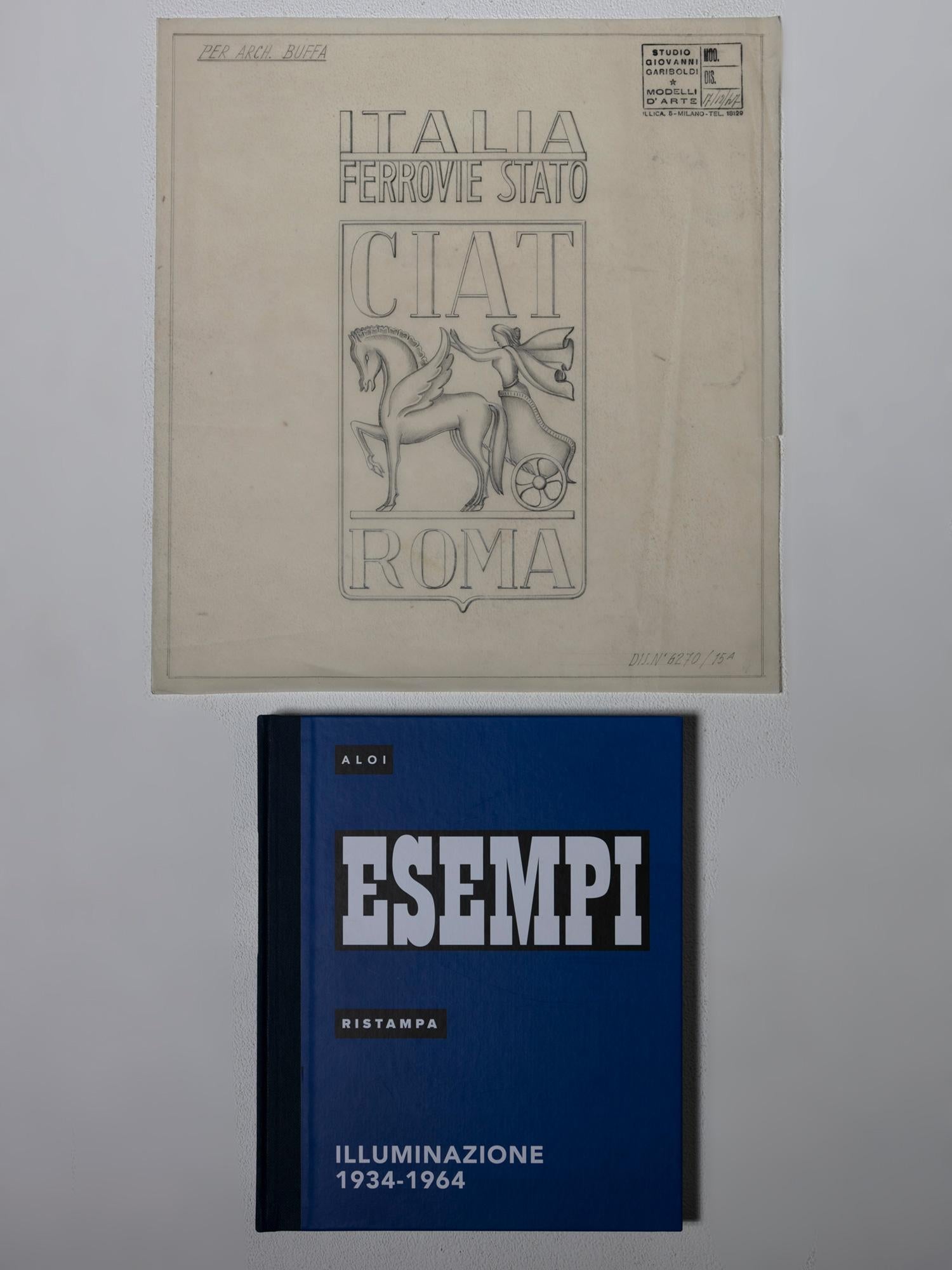 Seltene Stiftzeichnung von Giovanni Gariboldi für Paolo Buffa, Italien, 1940er Jahre (Mitte des 20. Jahrhunderts) im Angebot