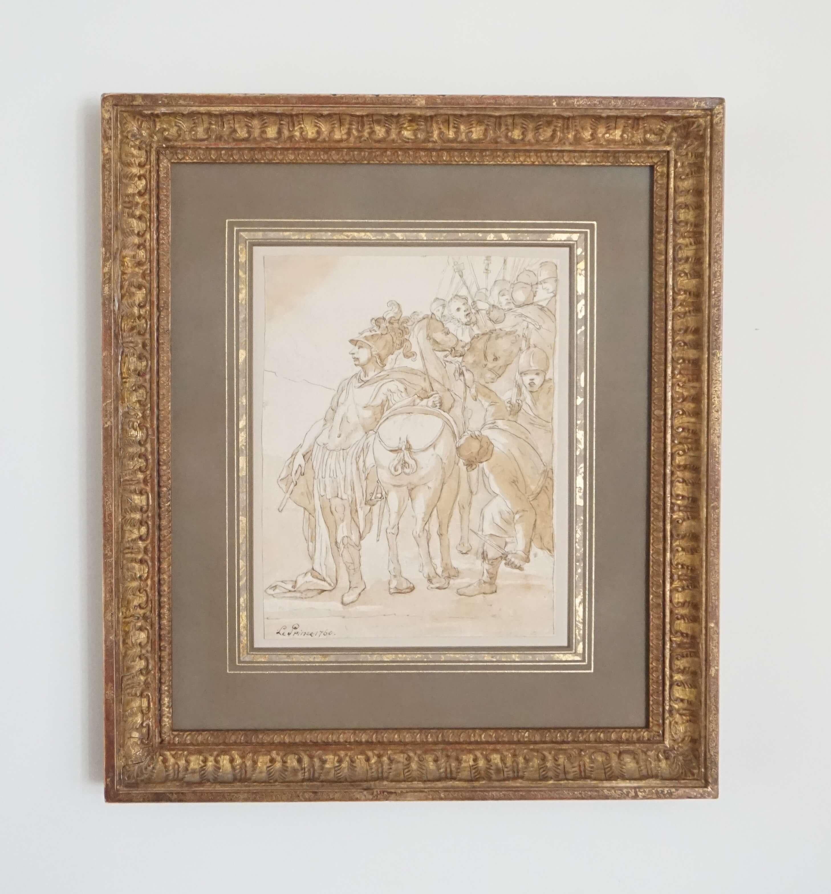 European Drawing by Jean-Baptiste Le Prince, 1760 For Sale