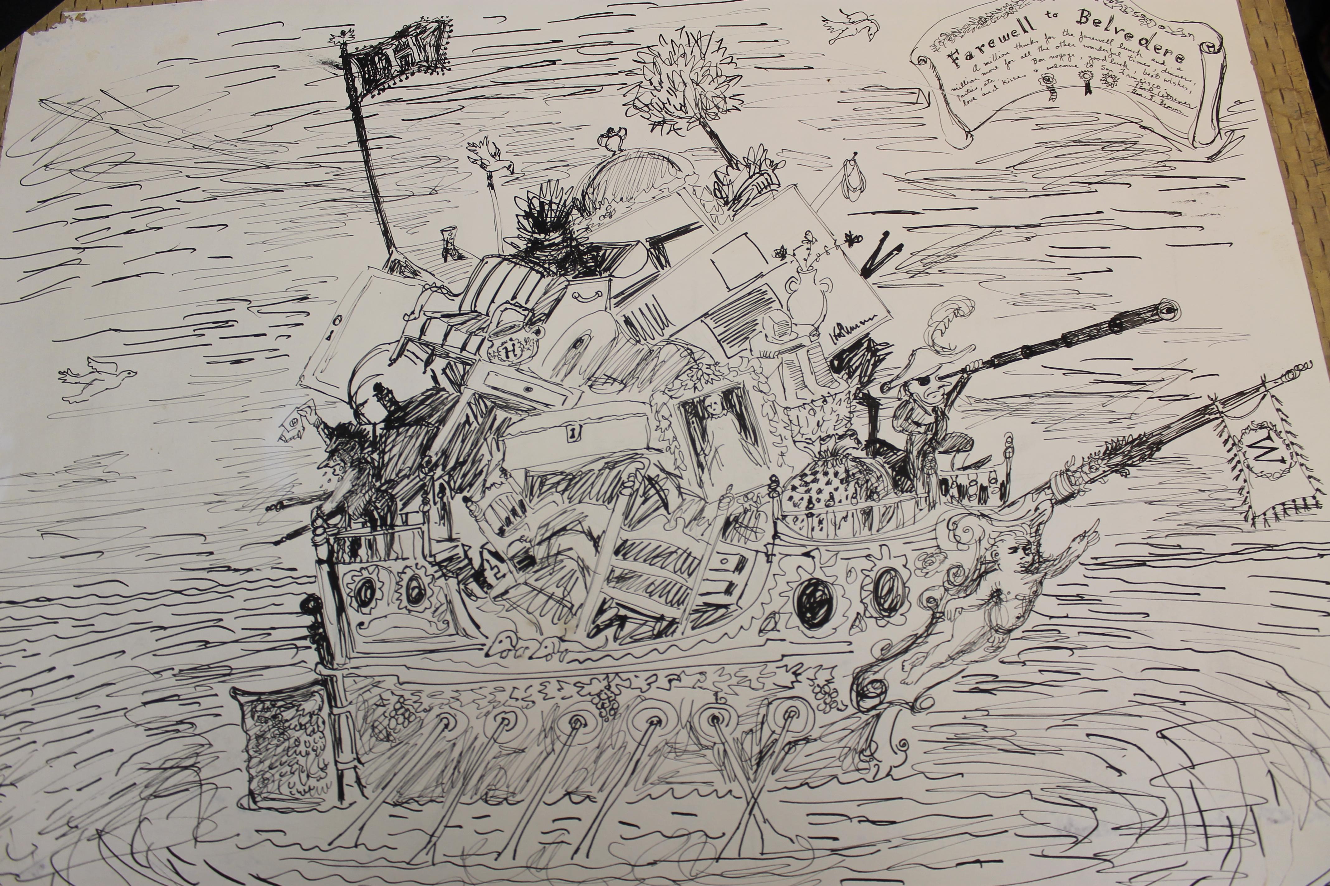 Dessin sur papier de Paul Wonner et William T. Brown. Intitulé 