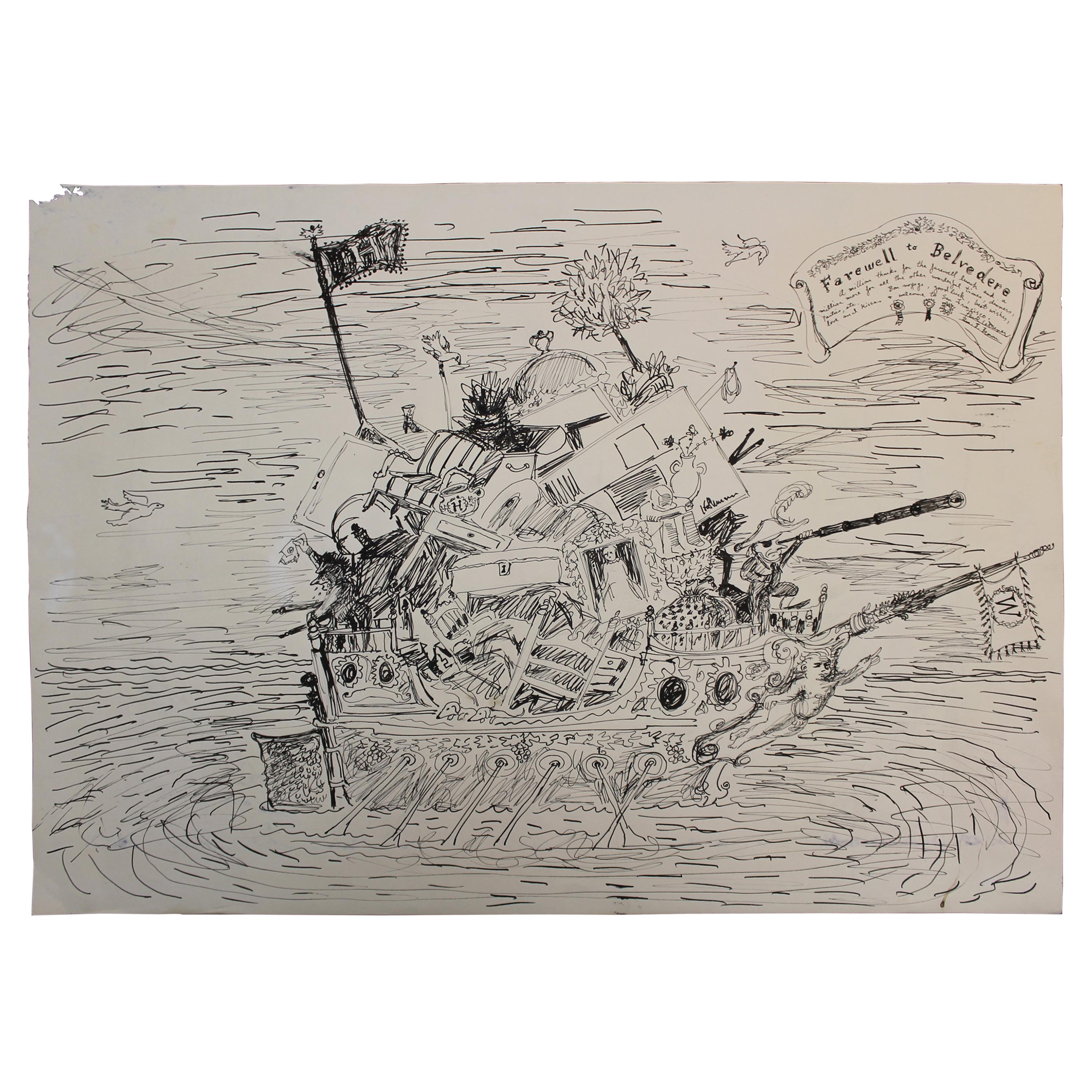 Drawing by Paul Wonner and William Theophilus Brown For Sale
