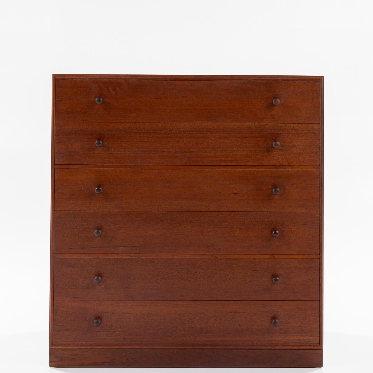 Drawing cabinet in solid teak w. 6 drawers. By Mogens Kohc / Rud. Rasmussen