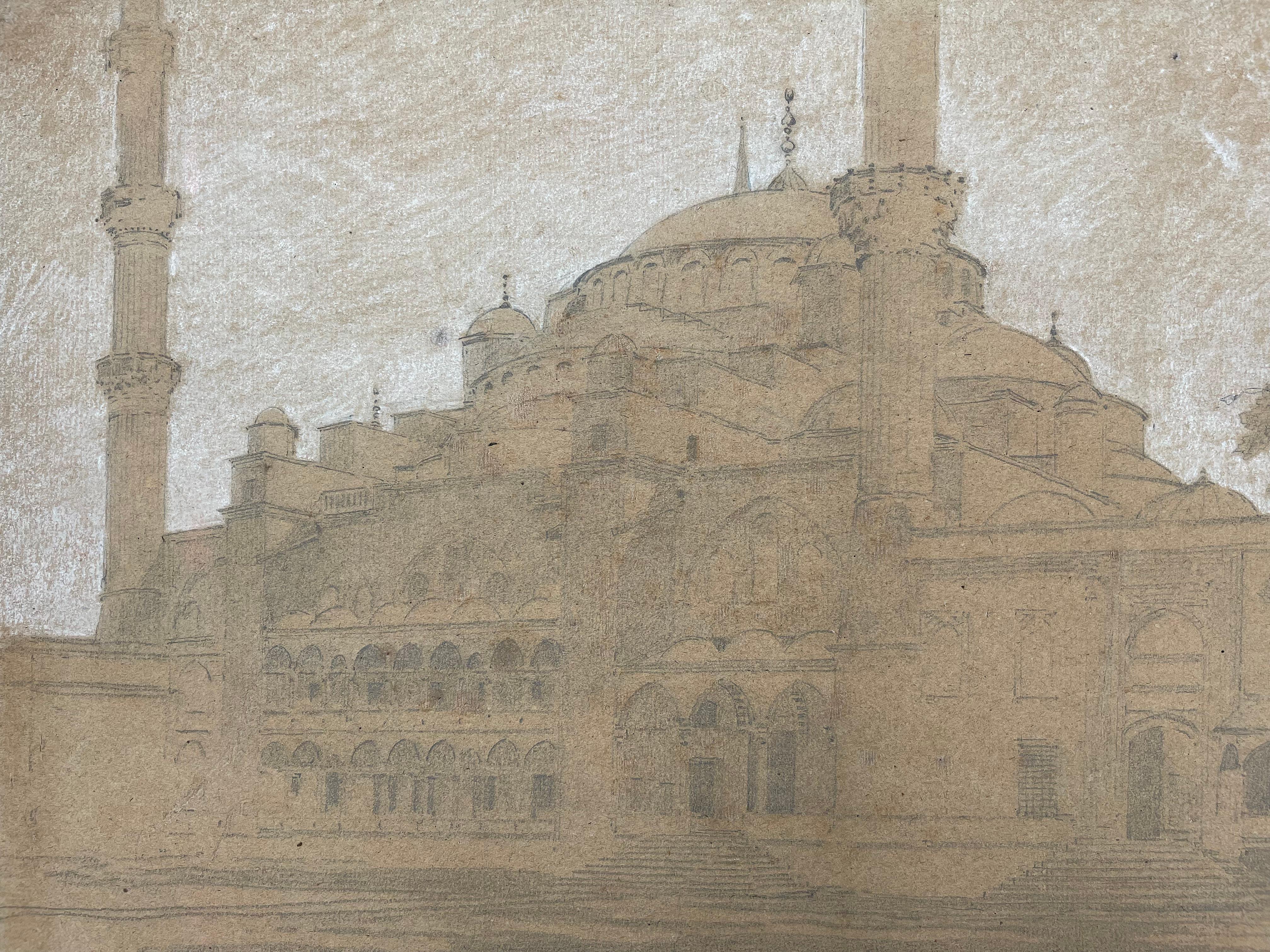 Dessin de la mosquée destantinople » par a. Pasini, vers 1860 en vente 3