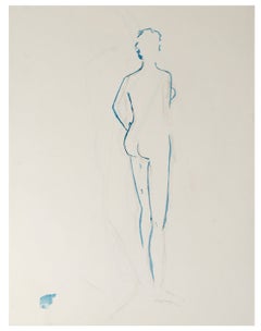 Drawing, Double-Sided, a Silhouette and a Reclining Figure, 20th Century.