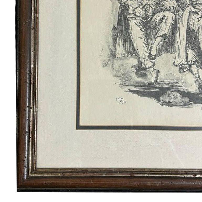 Zeichnung Hasidic-Tänzer Judaica, Porträtlithographie von Melchi Hundler 140/150 (Ende des 20. Jahrhunderts) im Angebot