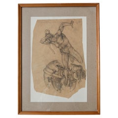 Dessin, nu masculin avec des éléments symboliques classiques/industriels par Dusan Gakovic