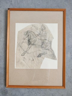 Drawing, male nude with classical symbolic elements by Dusan Gakovic