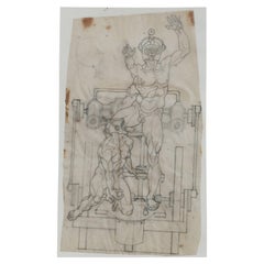 Drawing, male nude with classical symbolic elements by Dusan Gakovic