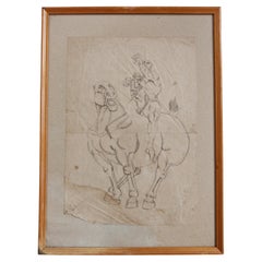 Drawing, male nude with classical symbolic elements by Dusan Gakovic