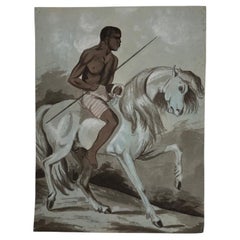 Whiting d'un cavalier noir sur un cheval blanc par Forgeoux, 19e siècle