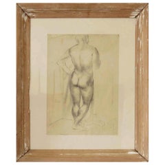 Drawing of a Male Nude by Peter William Ibbetson, circa 1930