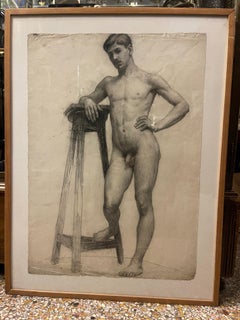 Drawing of a Naked Man in the Academic Hot Seat 1910 France