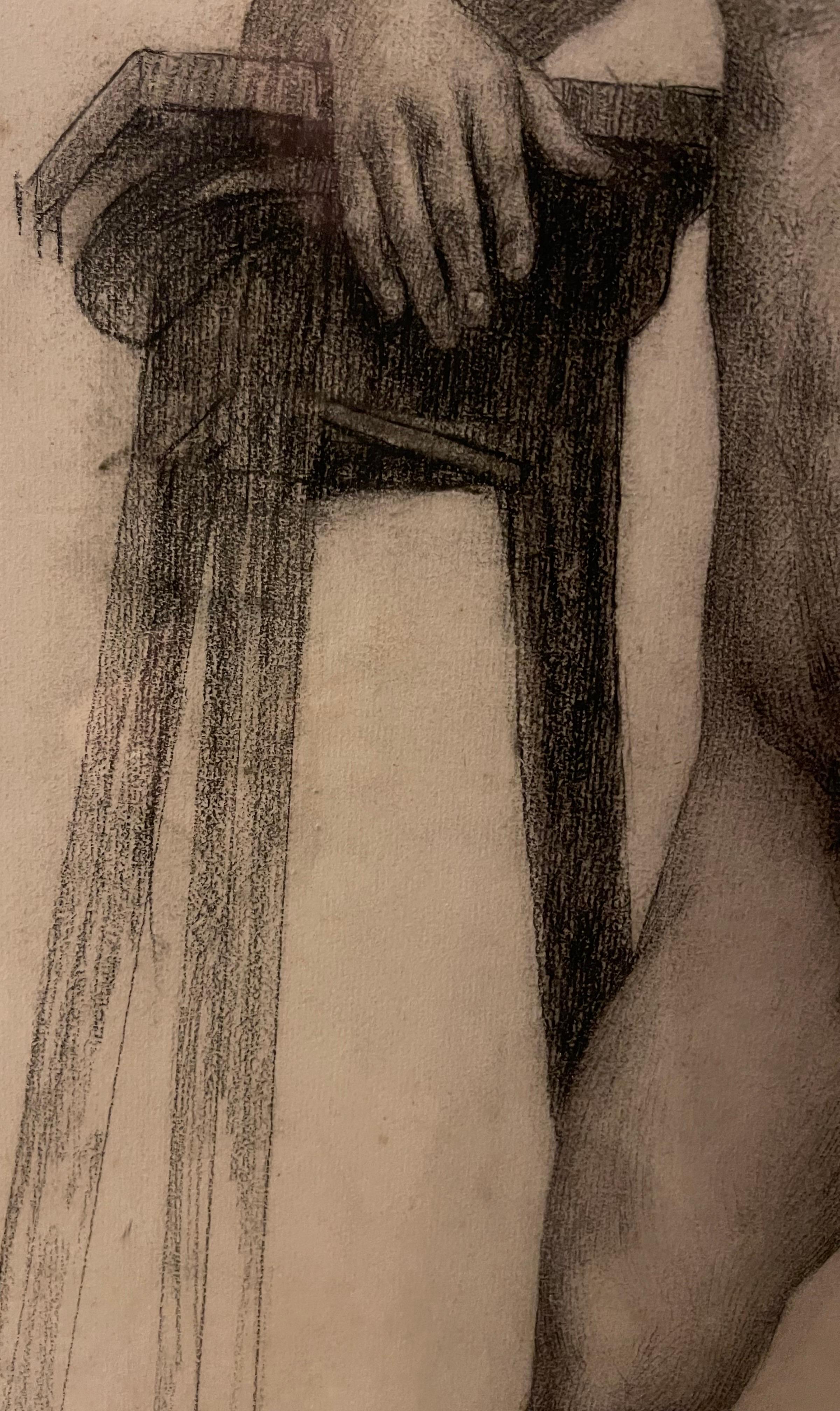 Drawing of a Naked Man in the Academic Hot Seat 1910 France In Good Condition For Sale In palm beach, FL