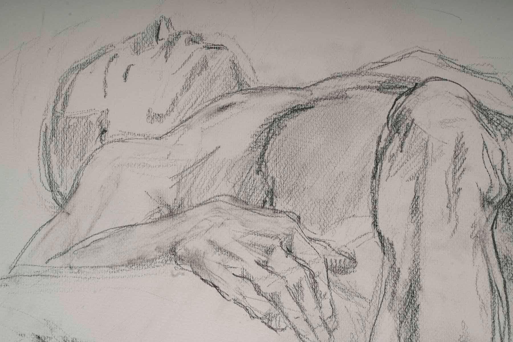 Drawing of a sleeping nude man by Evelyne Luez, 20th century.

Watercolour drawing of a sleeping nude man from the 20th century by Evelyne Luez.
H: 51cm, W: 50cm, D: 0.2cm
