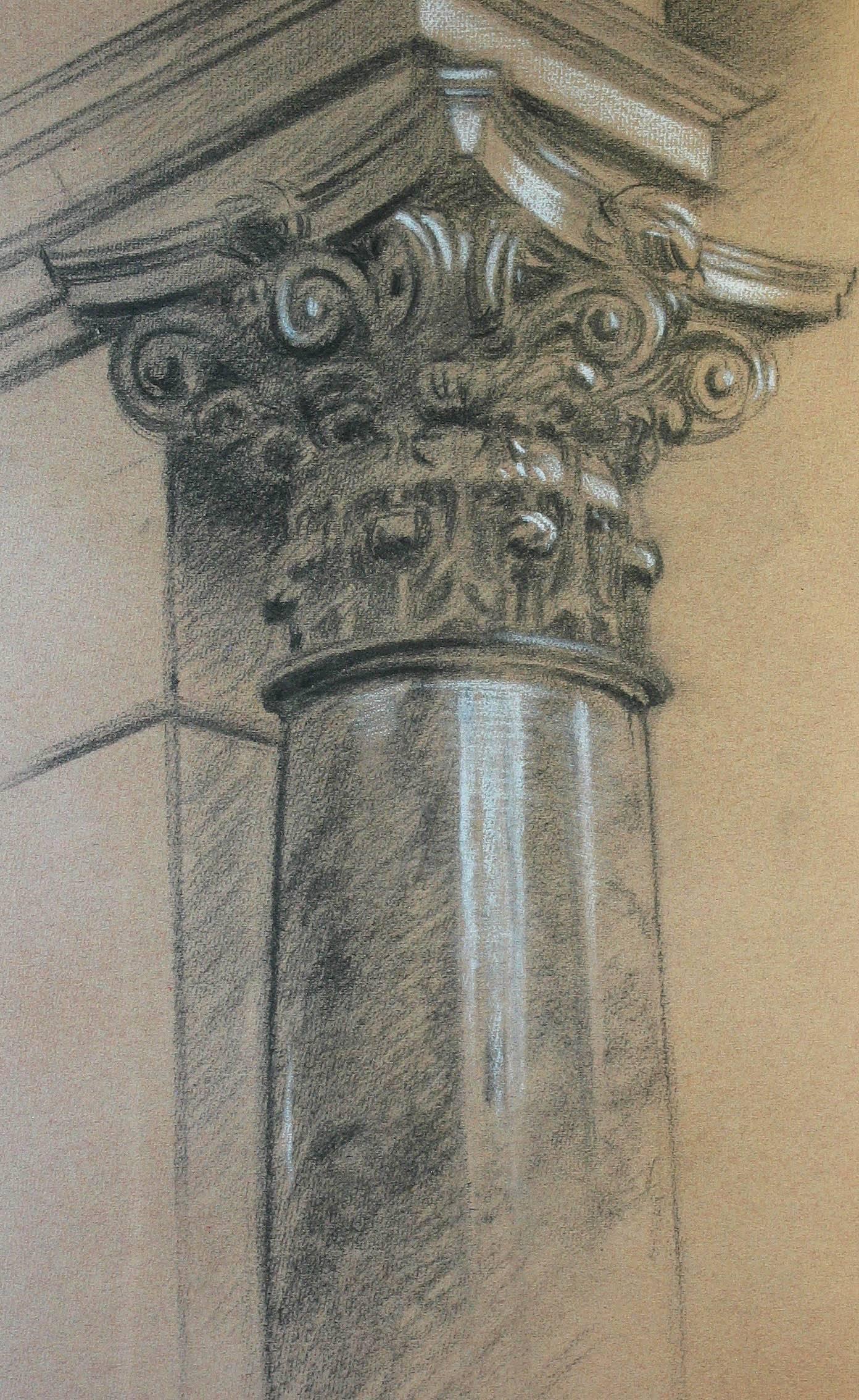 Classical Roman Drawing of Architectural Element, Mid-20th Century For Sale