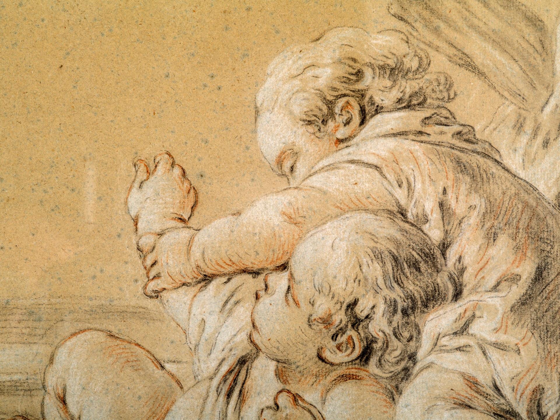 Zeichnung von spielenden Kindern, Kreis von Francois Boucher (Rokoko) im Angebot