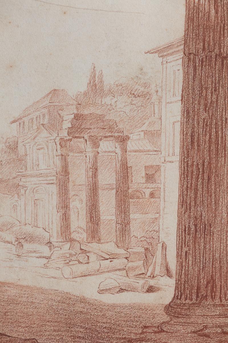 Drawing of Rue de Campo Vaccino, Rome by Jacques Francois Amand, Framed In Good Condition For Sale In London, GB