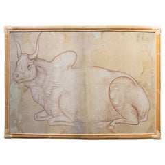 Disegno su tessuto di un bufalo del designer Jaime Parlade