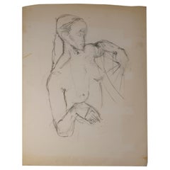 Drawing on Paper Depicting the Bust of a Young Woman, 20th Century.