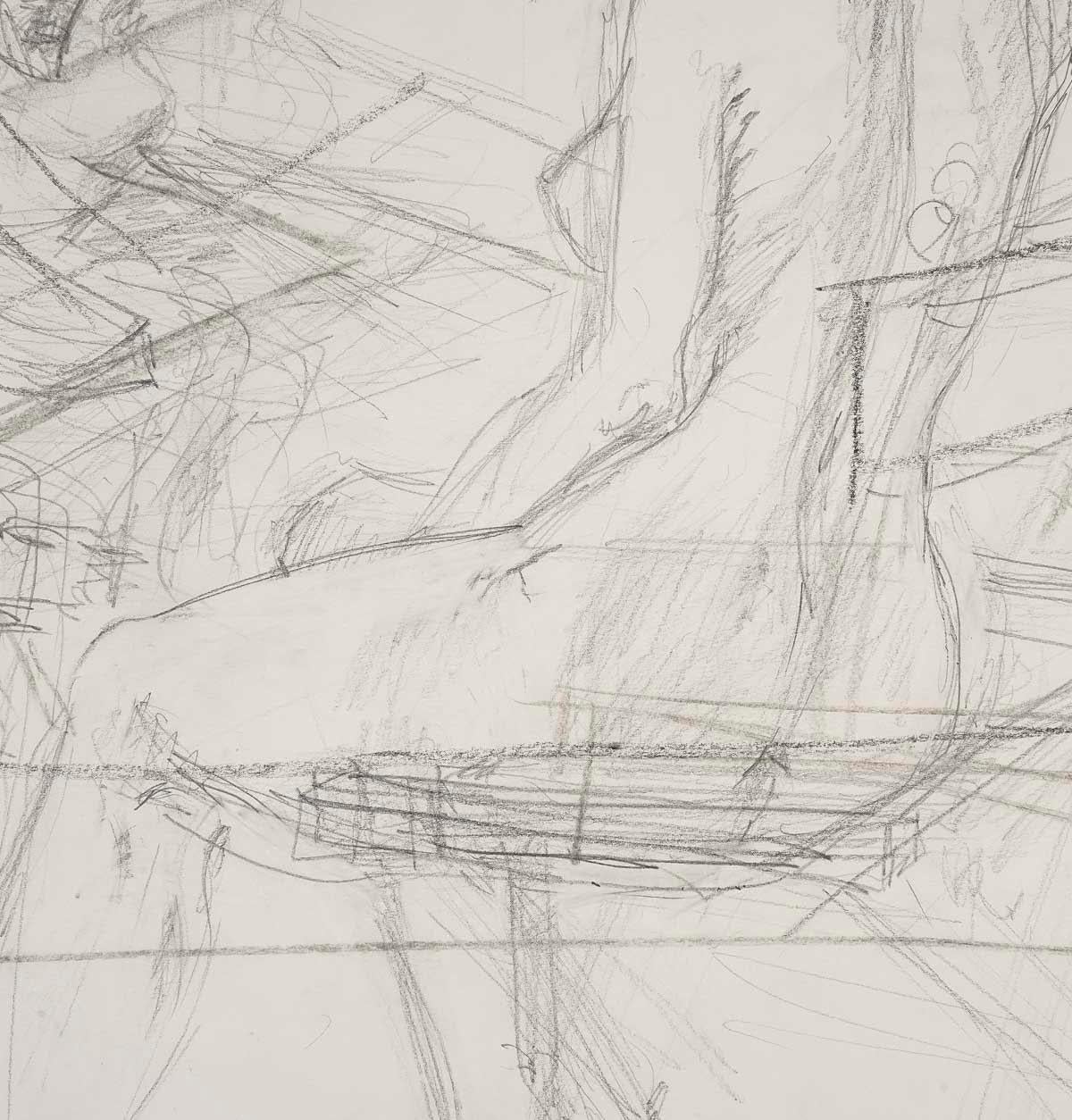 Mid-Century moderno Disegno su carta, Disegno preparatorio, Giovane donna, XX secolo. in vendita