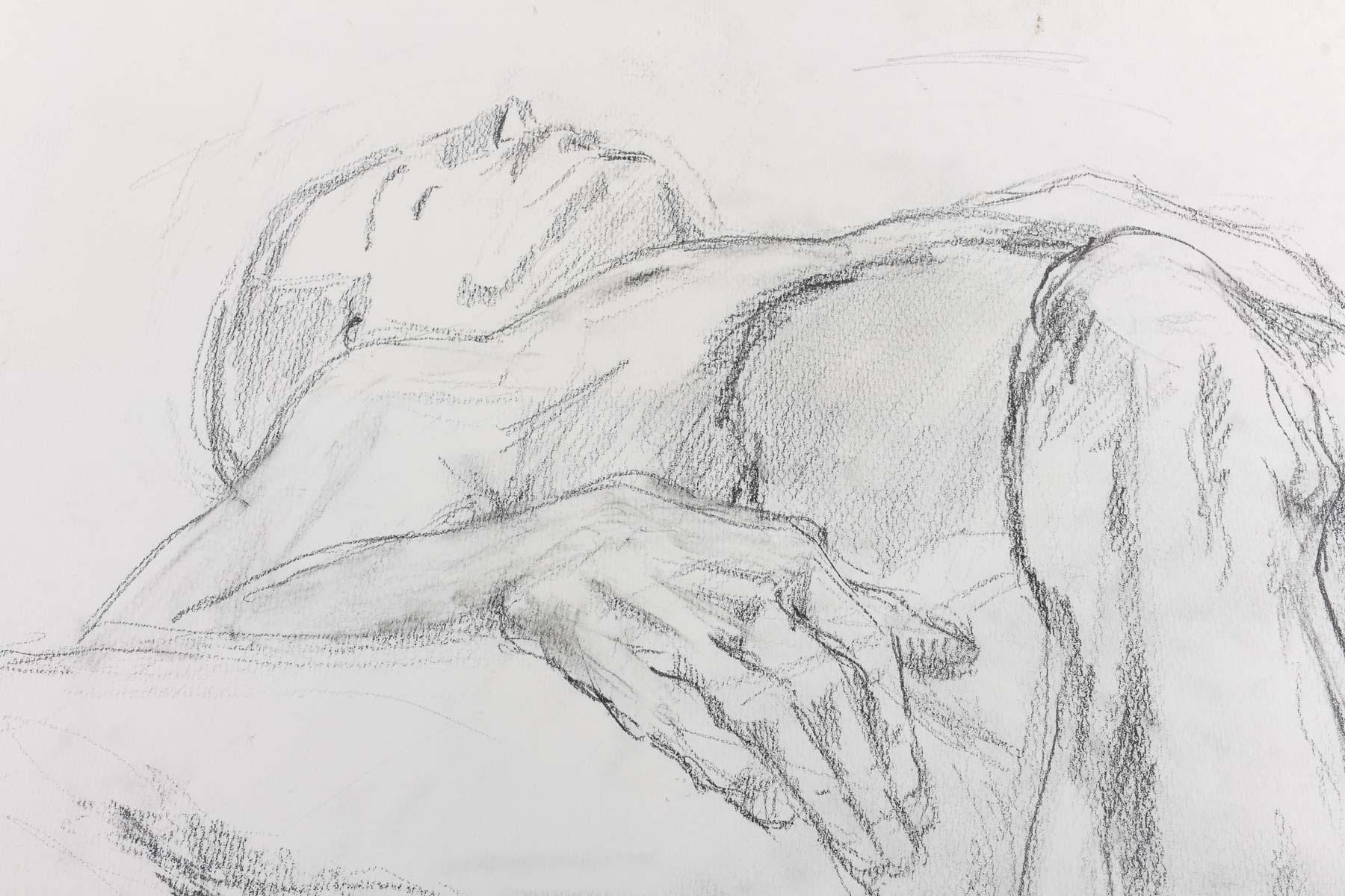 Mid-Century Modern Drawing on Paper, Study of a Nude Man, 20th Century. For Sale