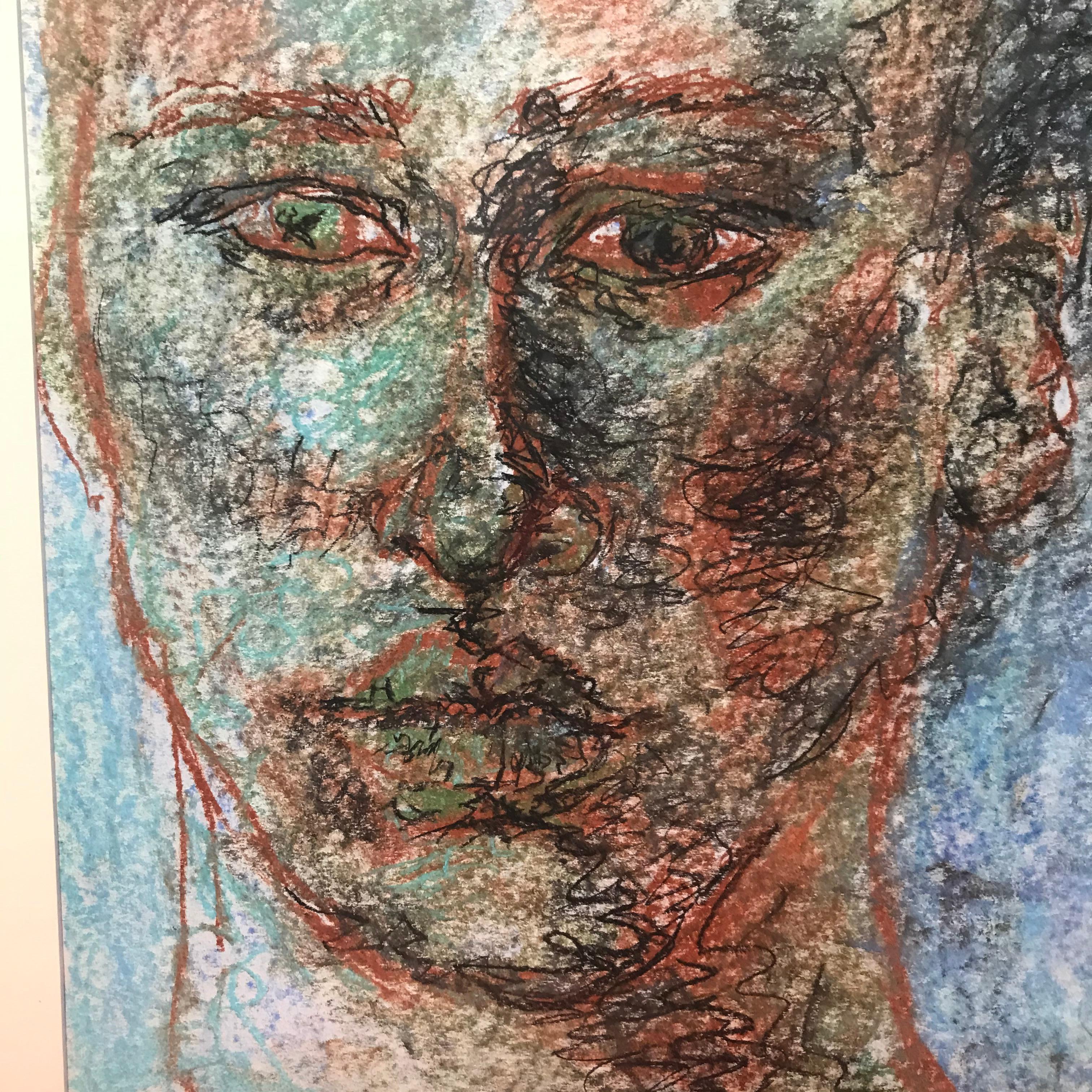 American Modern Colored Pencil Drawing Portrait by Gillian Lefkowitz For Sale