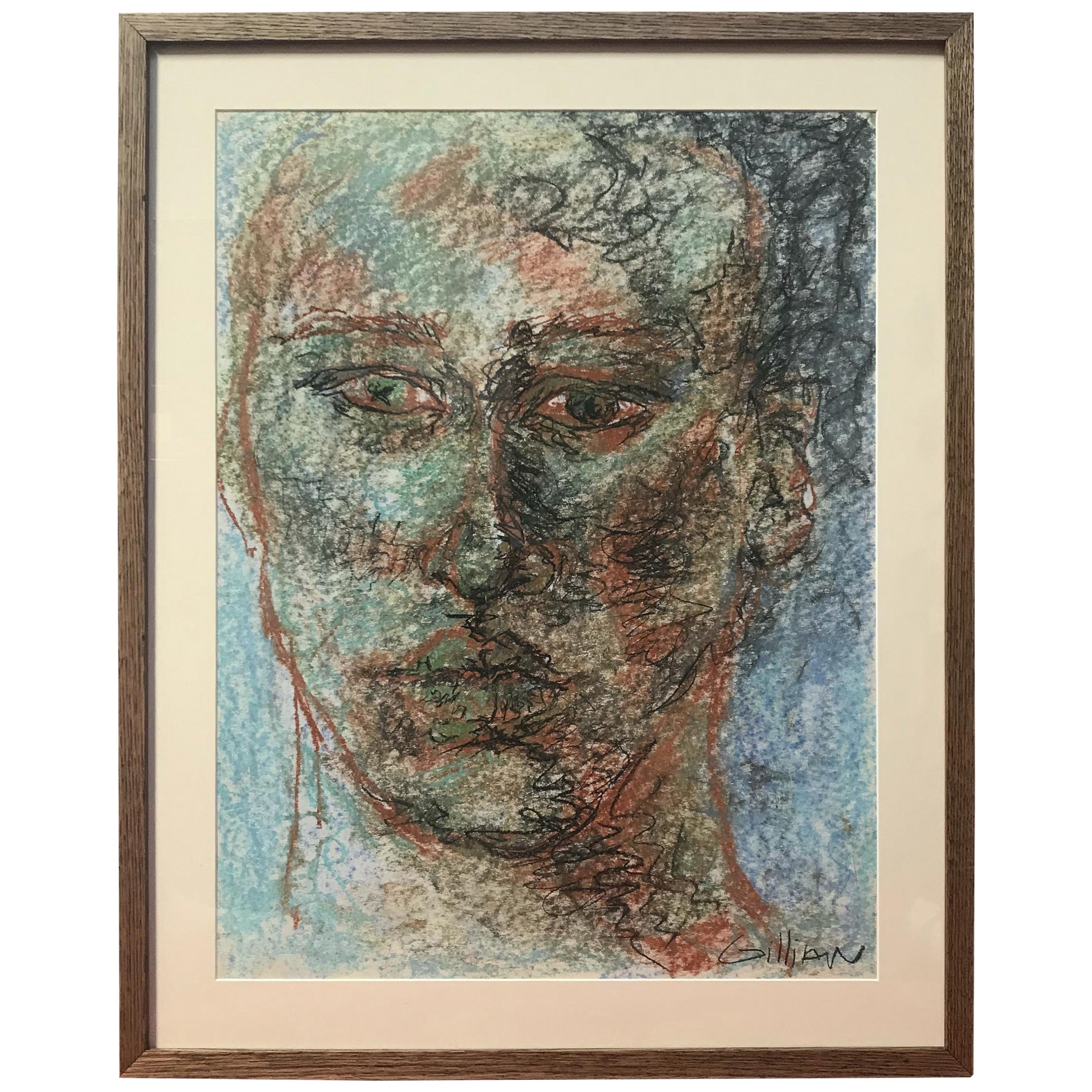 Modern Colored Pencil Drawing Portrait by Gillian Lefkowitz For Sale