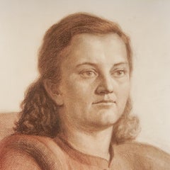 Disegno "Ritratto di una donna", Lettonia (URSS) di Beda Dmitry, 1952
