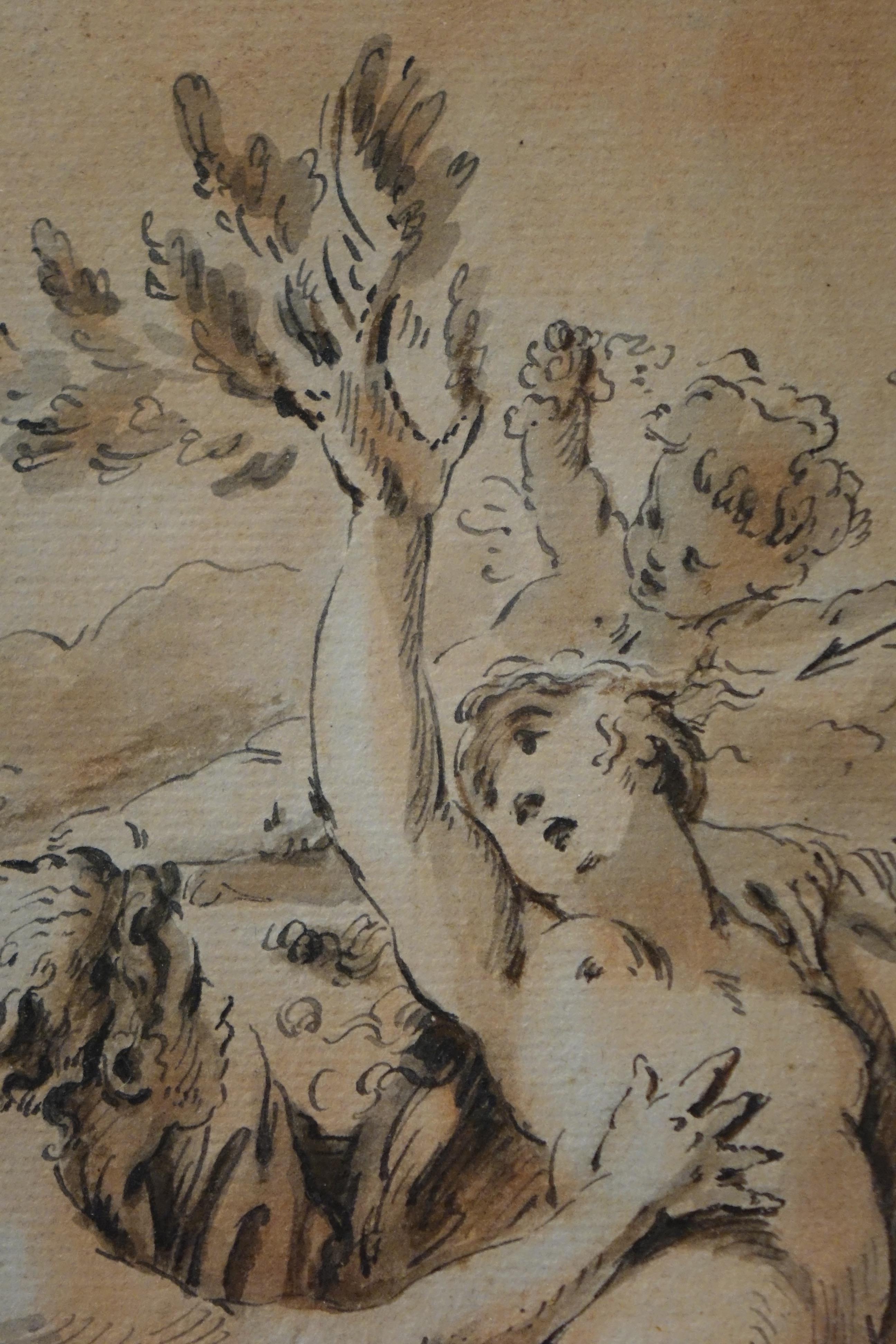 Italian Drawing Representing Apollon and Daphne, Italy, Early 18th Century