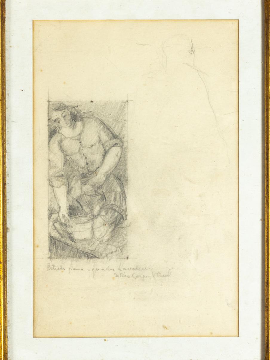 Portoghese Studio di disegno del fiume Laundresse di Mello Júnior, XX secolo in vendita
