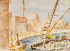 Zeichnungenansicht eines orientalischen Hafens
