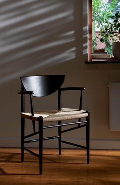 Drawn HM4 Chair with Arm Rests, Black Lacquered Oak by Hvidt & Mølgaard for &T