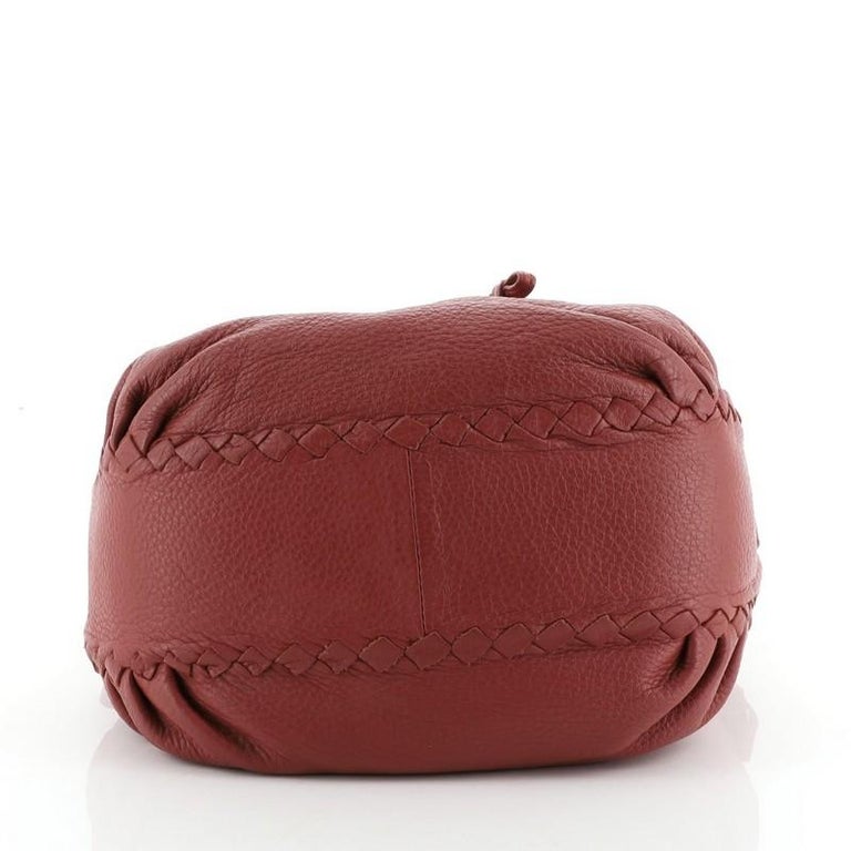 Drawstring Handle Bag Leather with Intrecciato Detail For Sale at 1stdibs