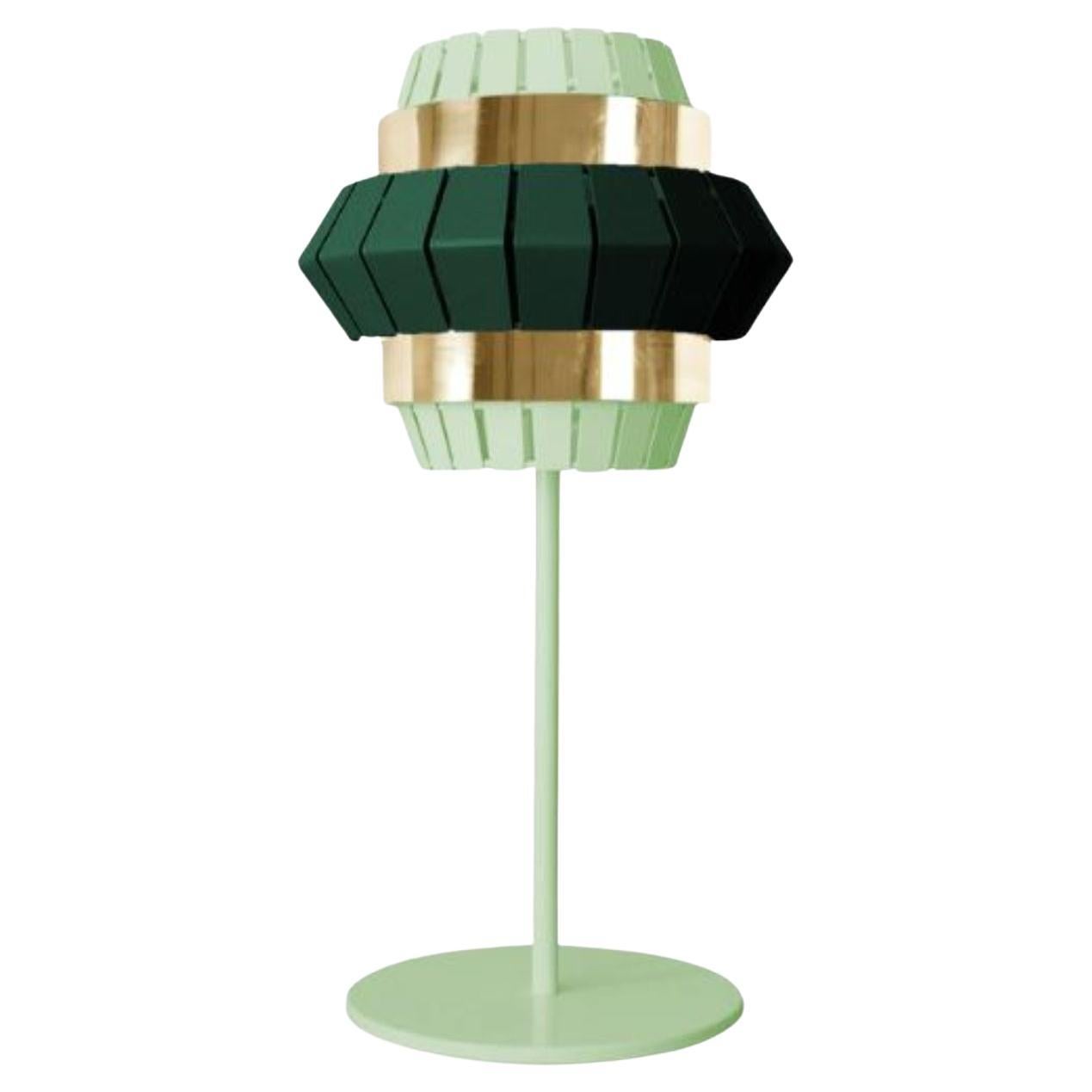 Dream and Moss Comb Table Lamp with Brass Ring by Dooq For Sale