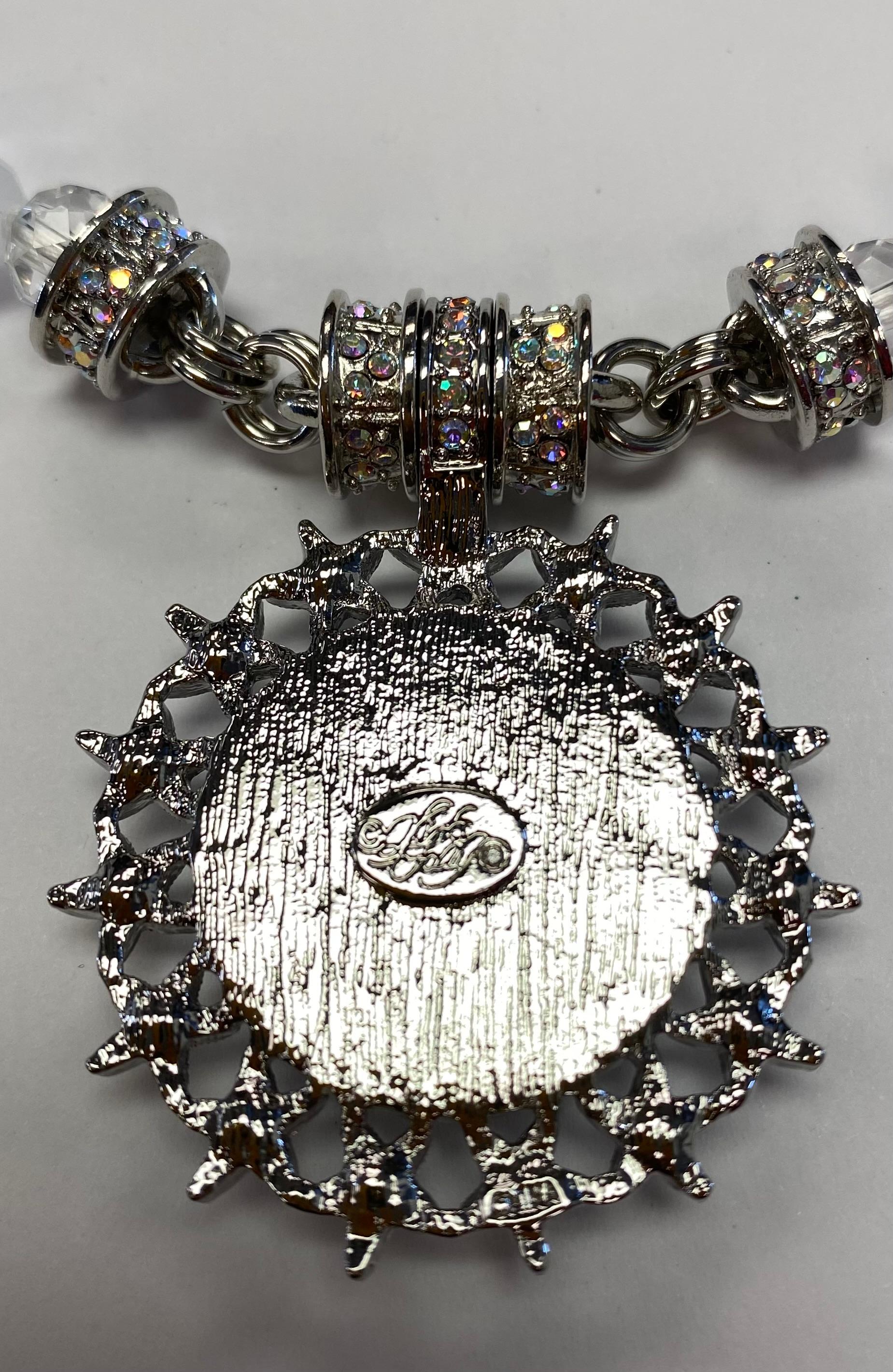 Modern Dream Angel Cherub Goddess Crystal Magnetic Aurora Borealis Pendant Necklace For Sale