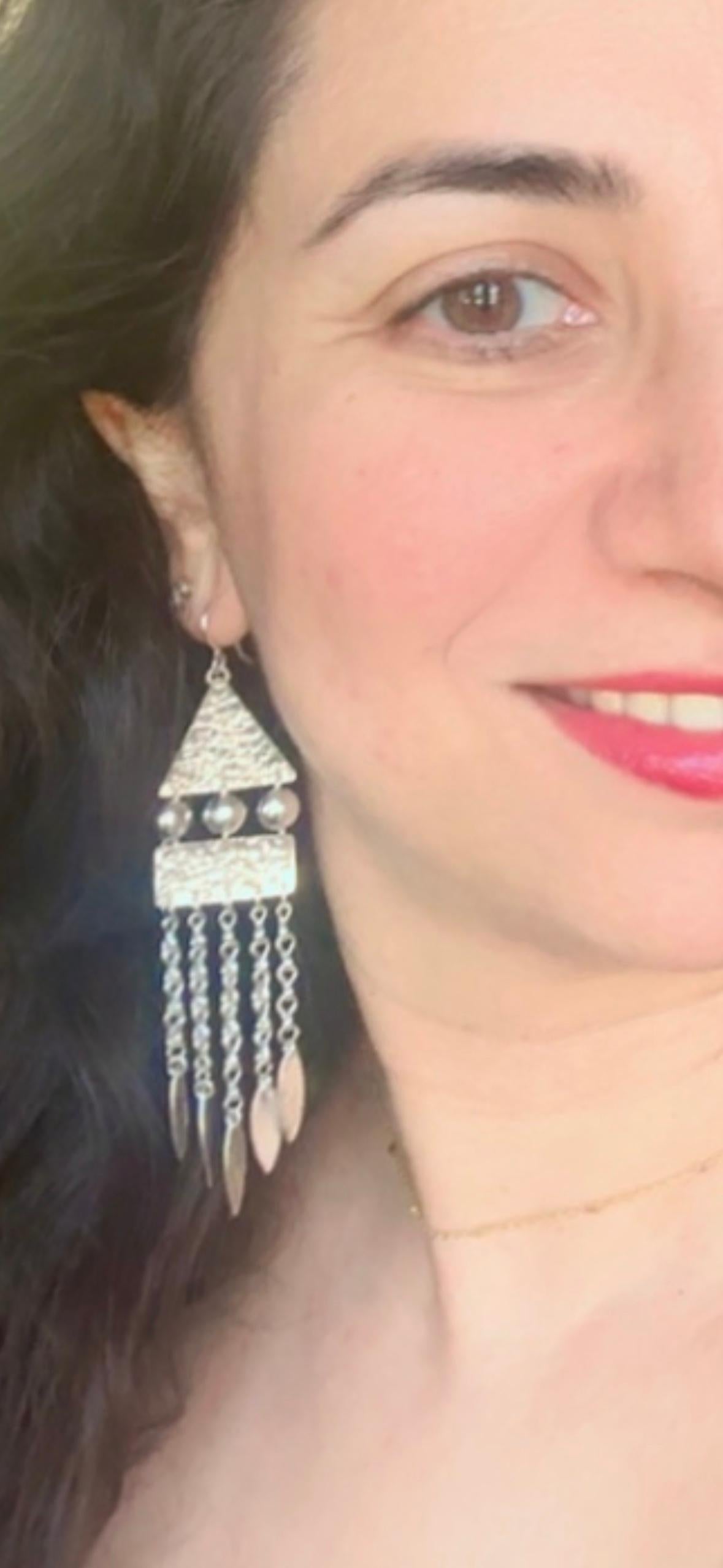 Dream catcher silver earrings For Sale 1