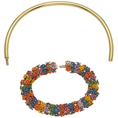 Dream Collection Armband aus 18 Karat Gelbgold mit weißenen Diamanten, Rubinen, Smaragden