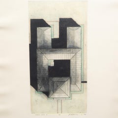 Dream House A & B, Patrick Palmer Numbered Signed Architectural Etchings, 1988
