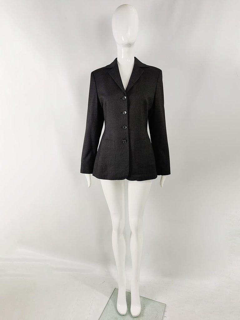 Vintage 90s Navy Faux Raw Silk Longline Blazer