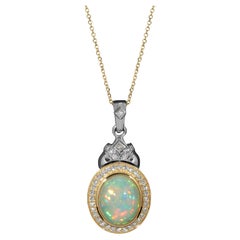 Dream On: Large Ethopian Welo Opal Necklace with Diamonds & 18K Gold by Chromia