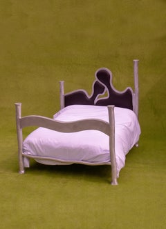 Unique Sculptural Bed Handmade by Six Dots Design with Aluminium and Upholstery
