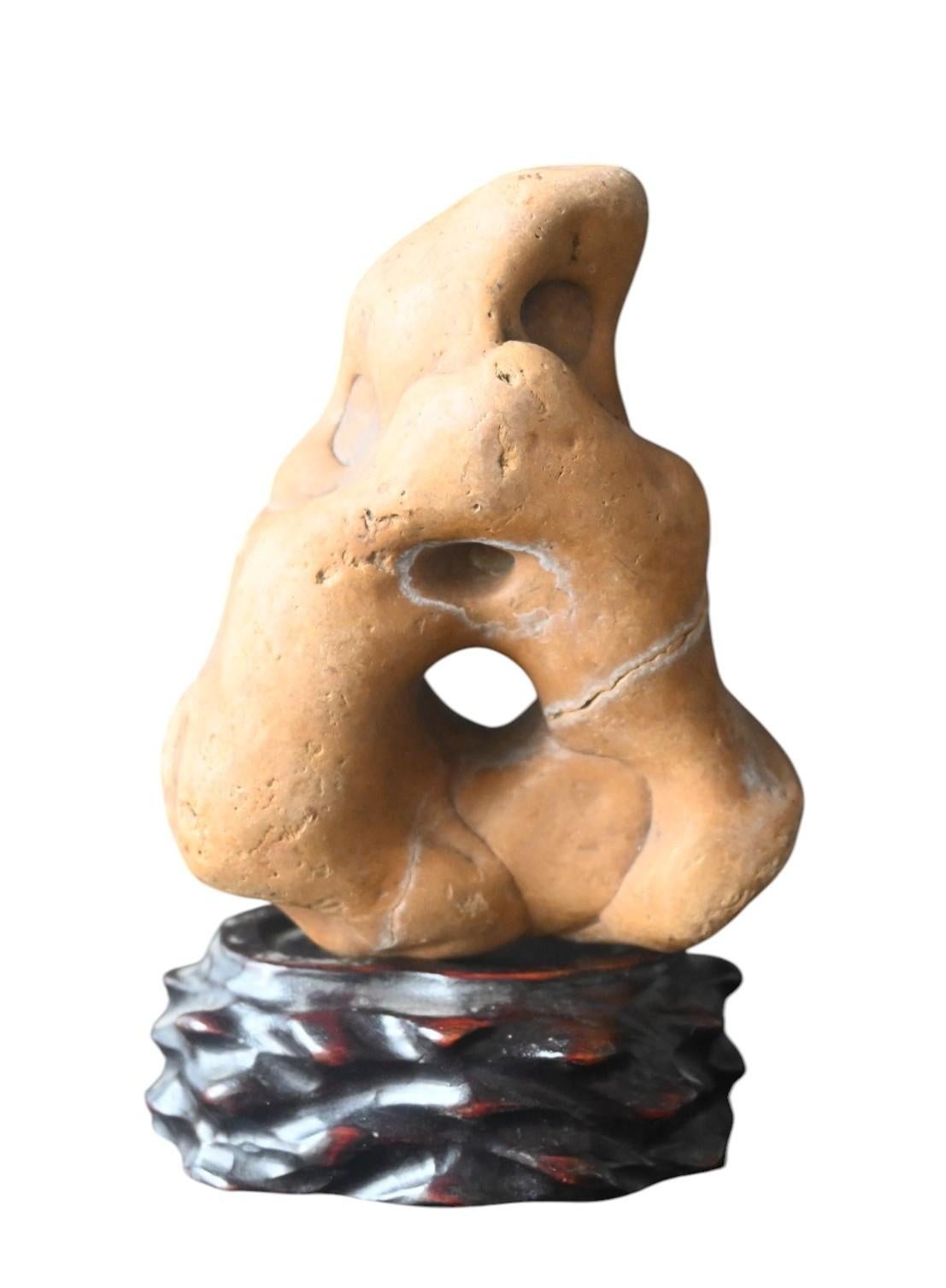 Qing Dream Stone On Wooden Base For Sale