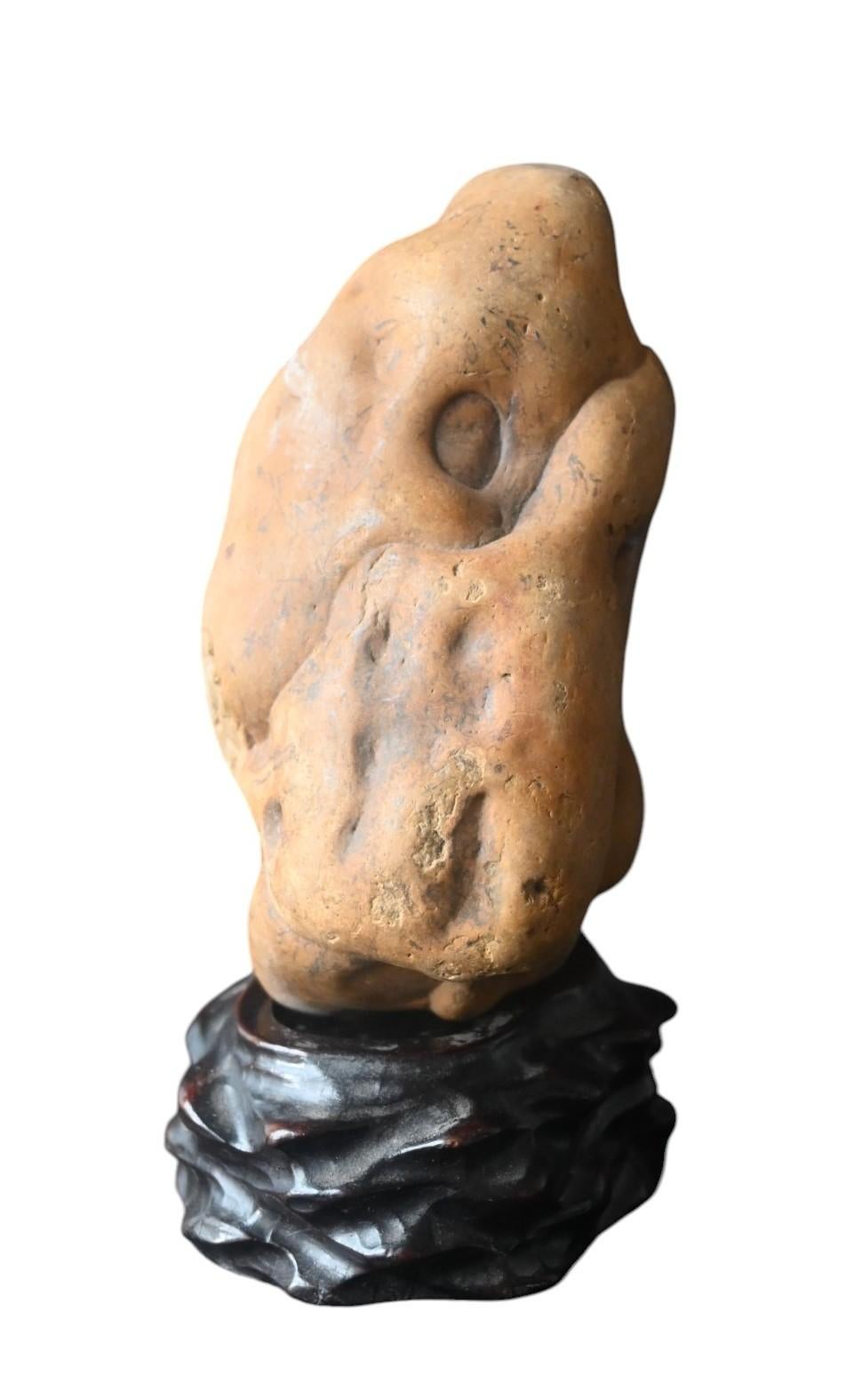 Chinese Dream Stone On Wooden Base For Sale