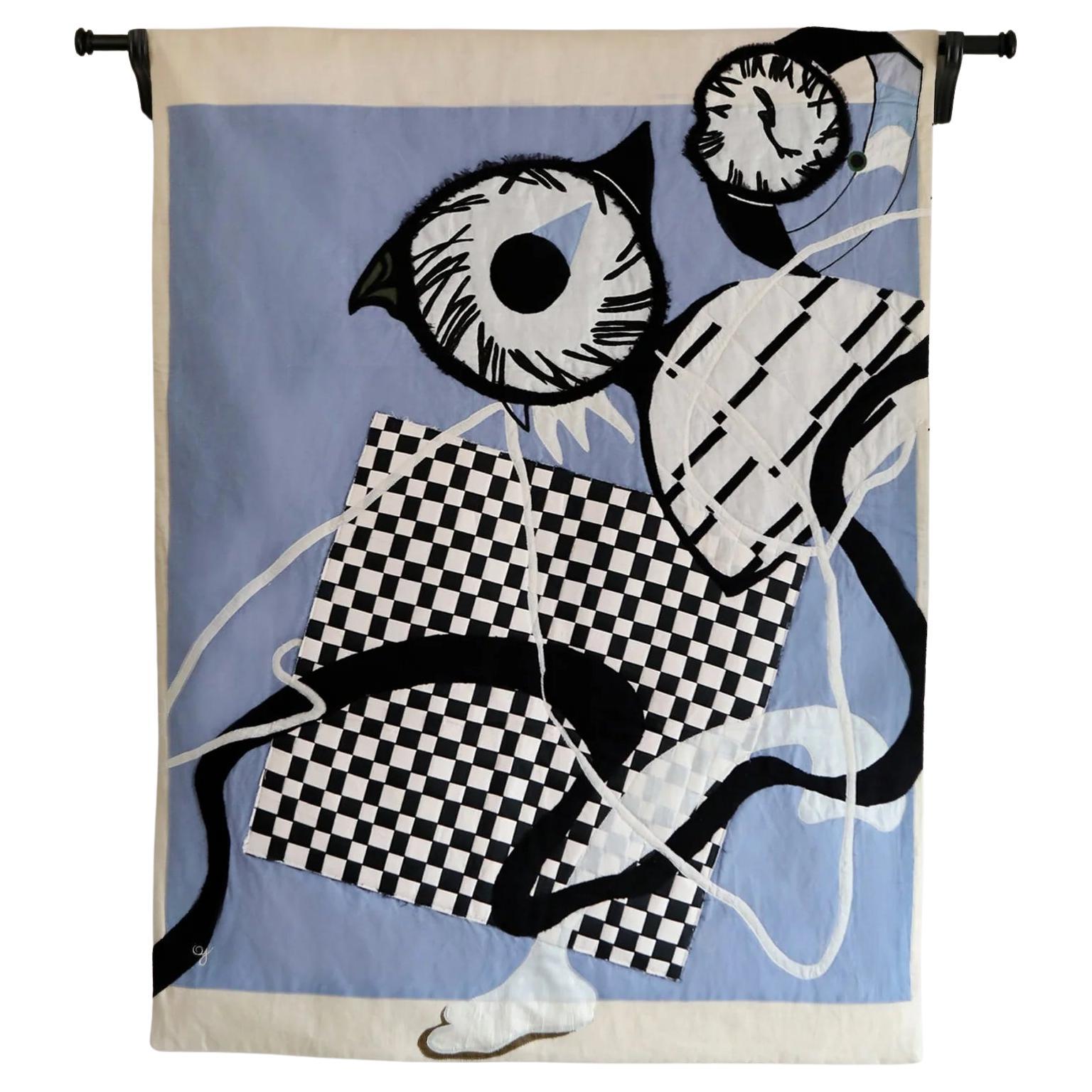 Dreamtime Hand Sewn Embroidered Wall Tapestry with Silk Applique