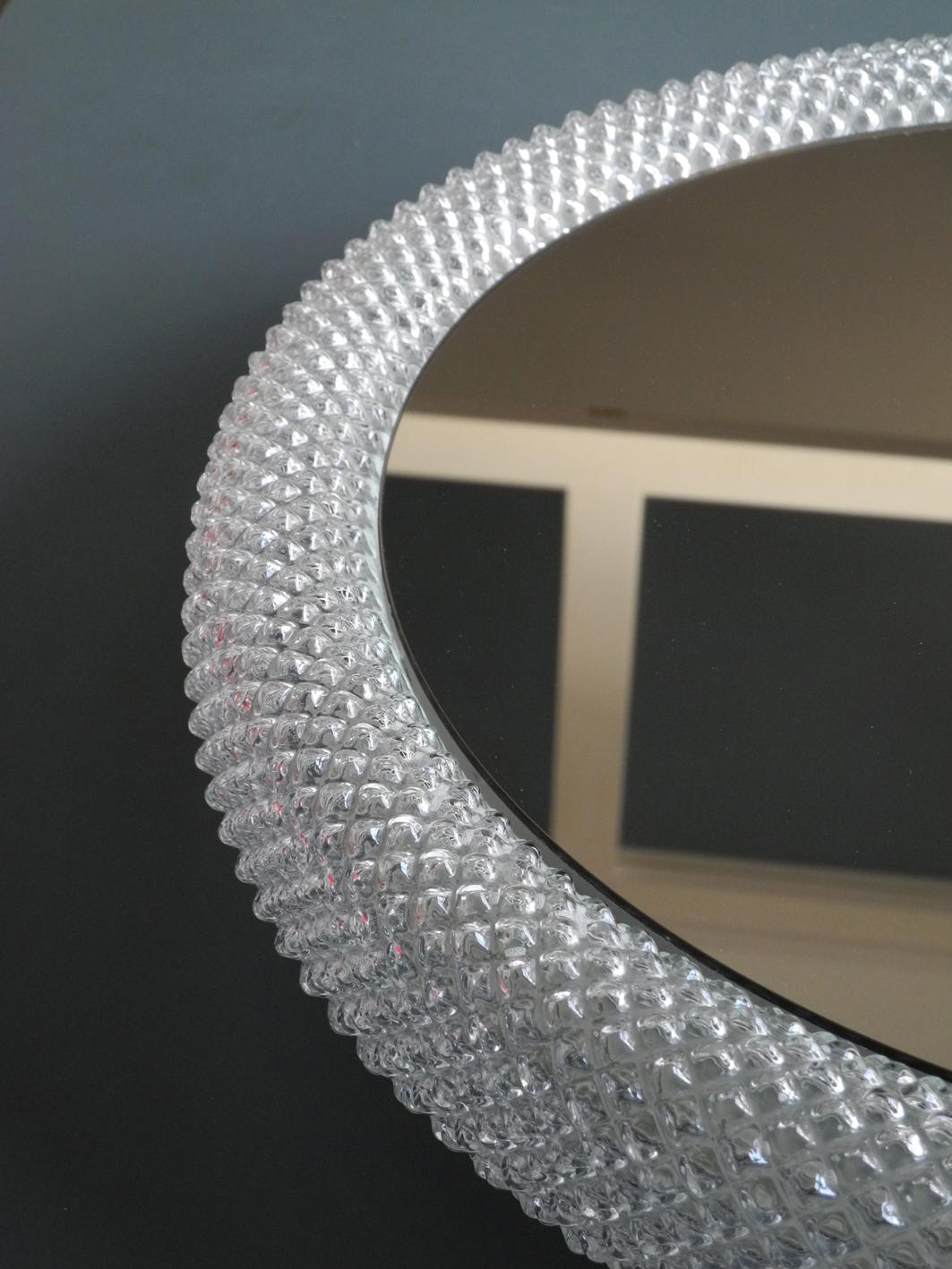 Dreamlike Beautiful Original XL 1960s Illuminated Limburg Crystal Glass Mirror In Good Condition In München, DE