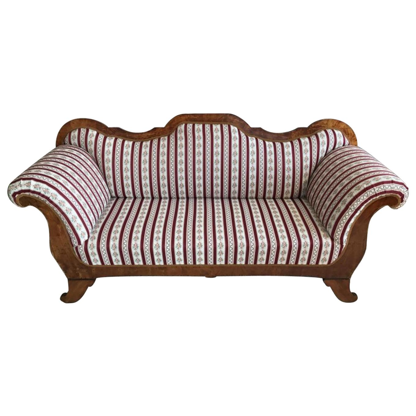 Dreamlike Restored Biedermeier Sofa Walnut Wood For Sale