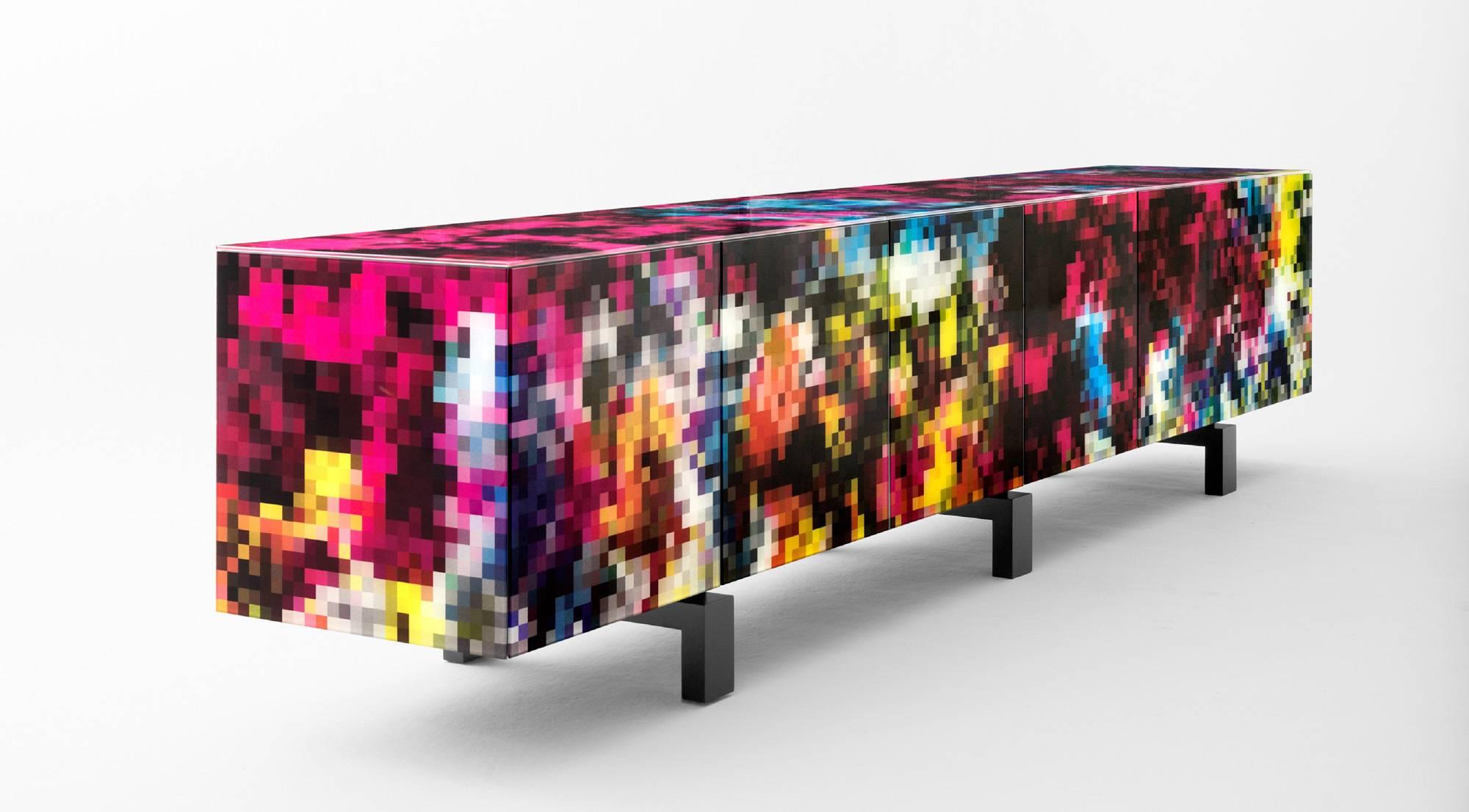 Modern Living Room Colorful Dreams Cabinet 3M Long With Matte Lacquered Finish For Sale