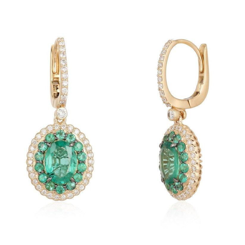 Modern Dreams Diamond 14K Yellow Gold Radiant Drop Earrings For Sale