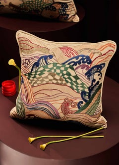 Cuscino ricamato multicolore Dreamscape Small, Viya By Vikram Goyal