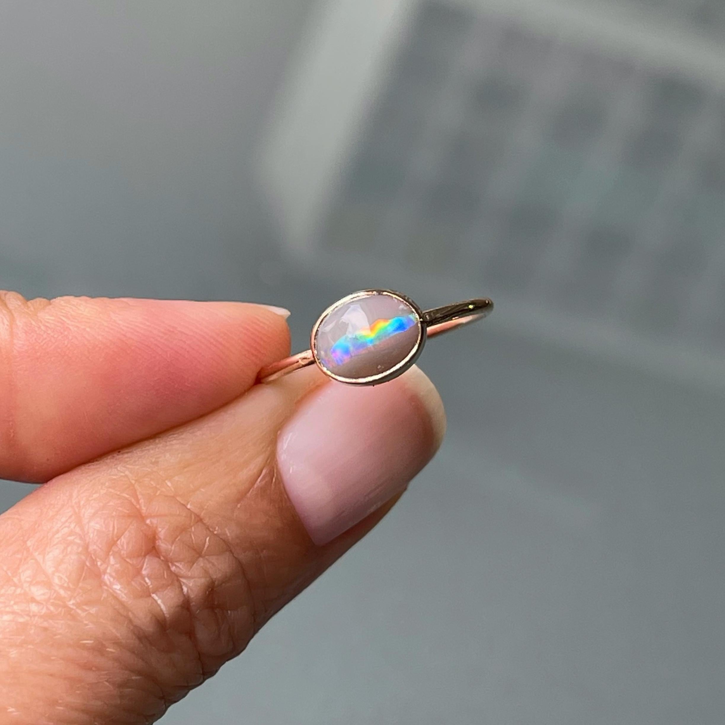 Contemporary Dreamscape No. 13 Rose Gold Lightning Ridge Opal Ring Rose Gold, NIXIN Jewelry For Sale