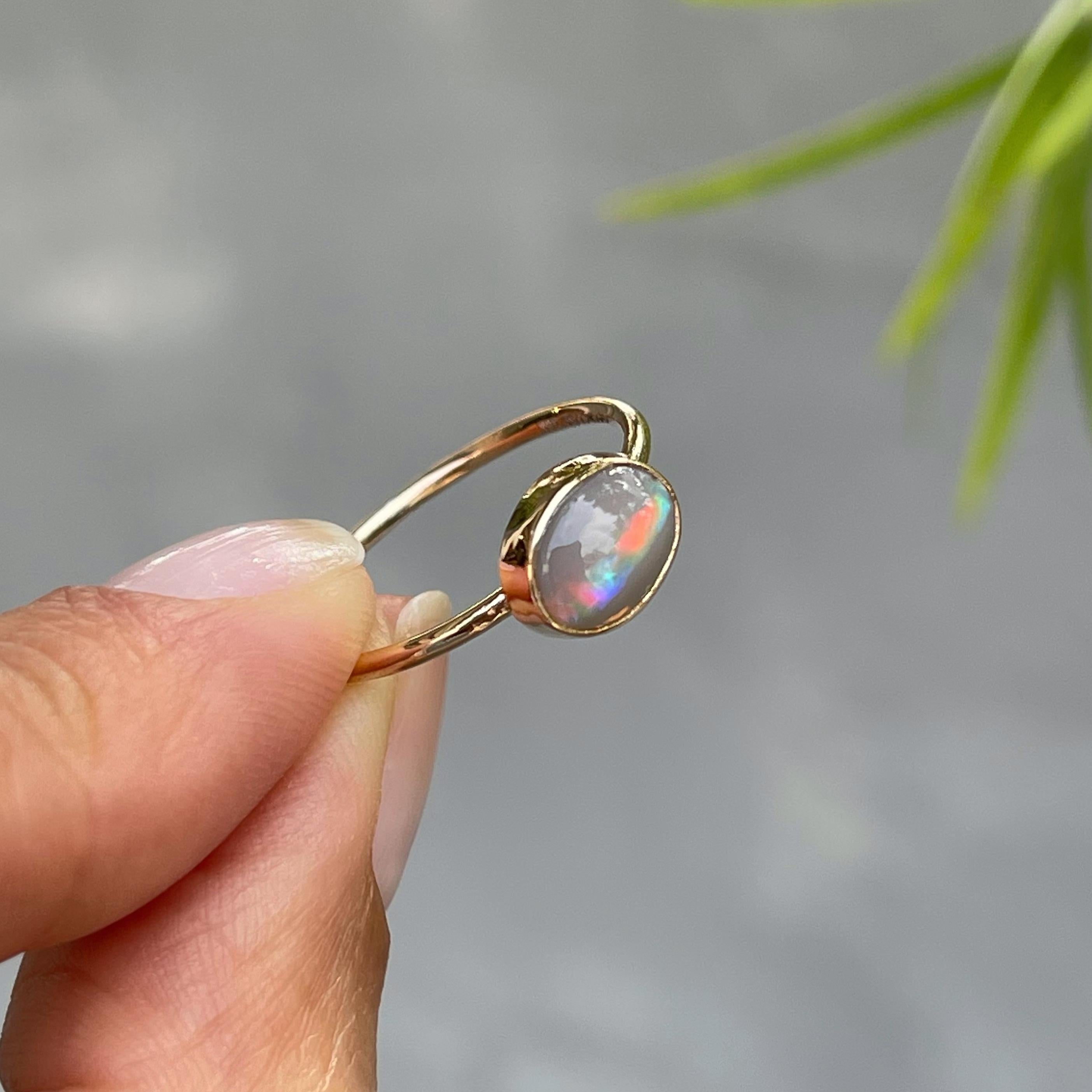 Oval Cut Dreamscape No. 13 Rose Gold Lightning Ridge Opal Ring Rose Gold, NIXIN Jewelry For Sale